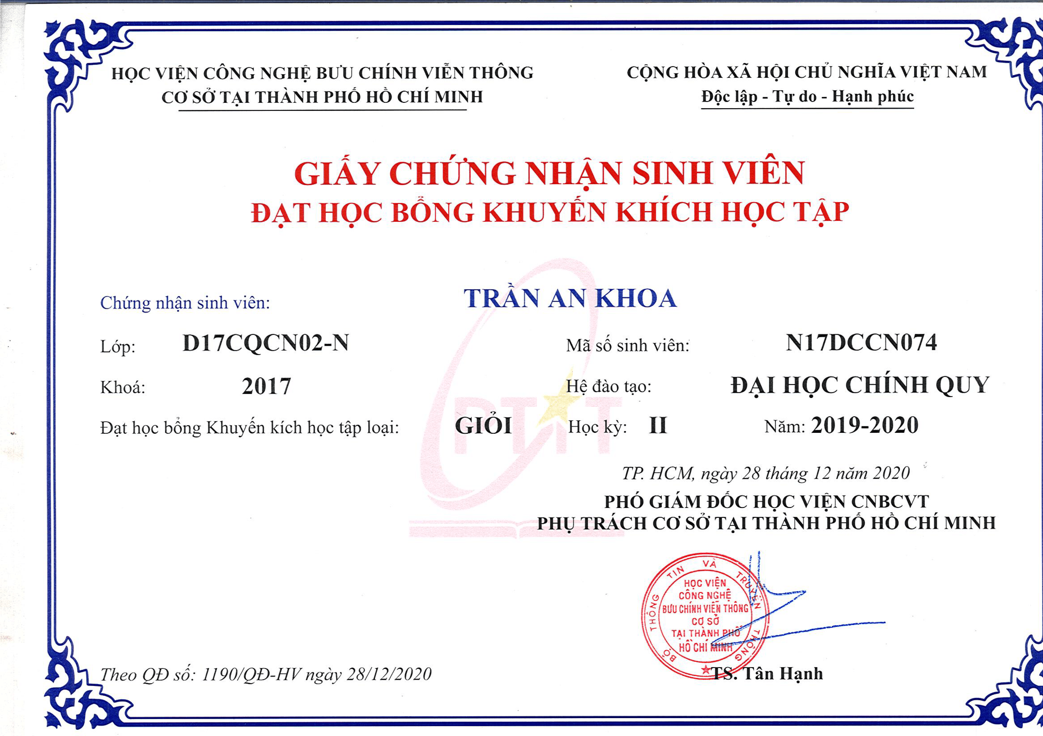 PTIT Academic Scholarship - Good